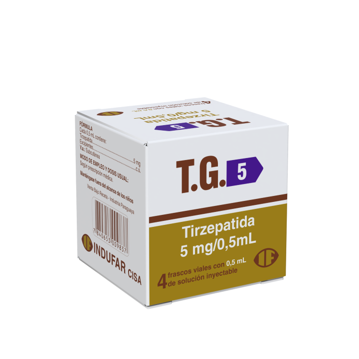 T.G. 5 Tirzepatida 5 Mg/0,5 mL Solución Inyectable Sin Jeringa - Cont. 4 Viales